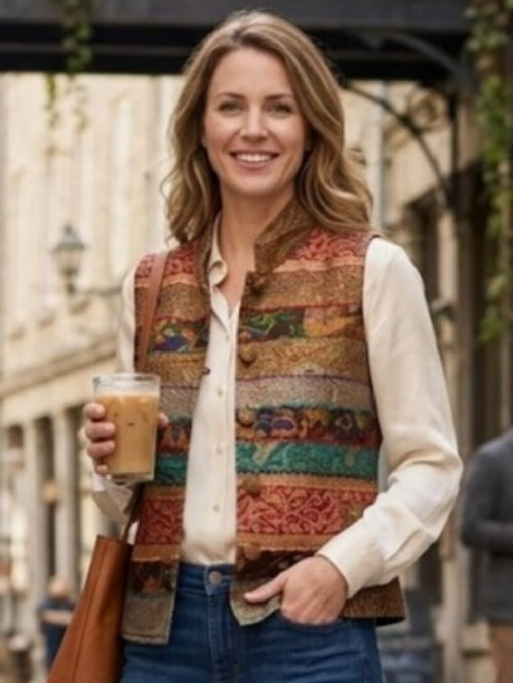 TravelSmith Silk Blend Tapestry Vest Paisley Boho Petite Small